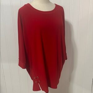 SYMPLI Red Oversized Top with Grommet Detail Size 12